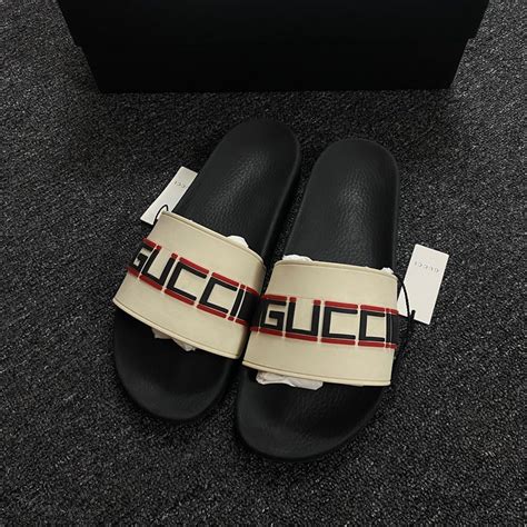 gucci logo stripe slides|gucci logo print.